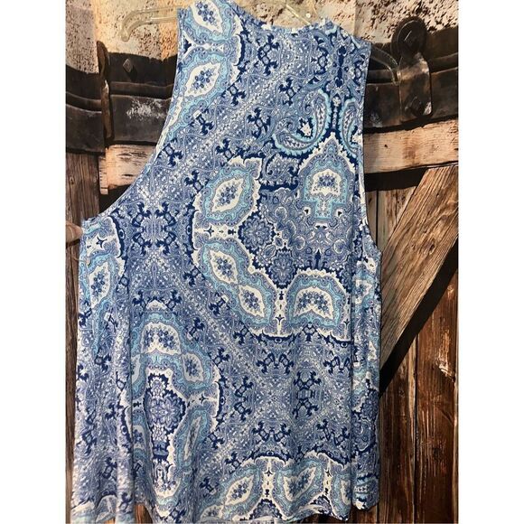 Show Me Your Mumu Garrett Tank Mini Dress in Blue Paisley size Medium - Picture 4 of 5